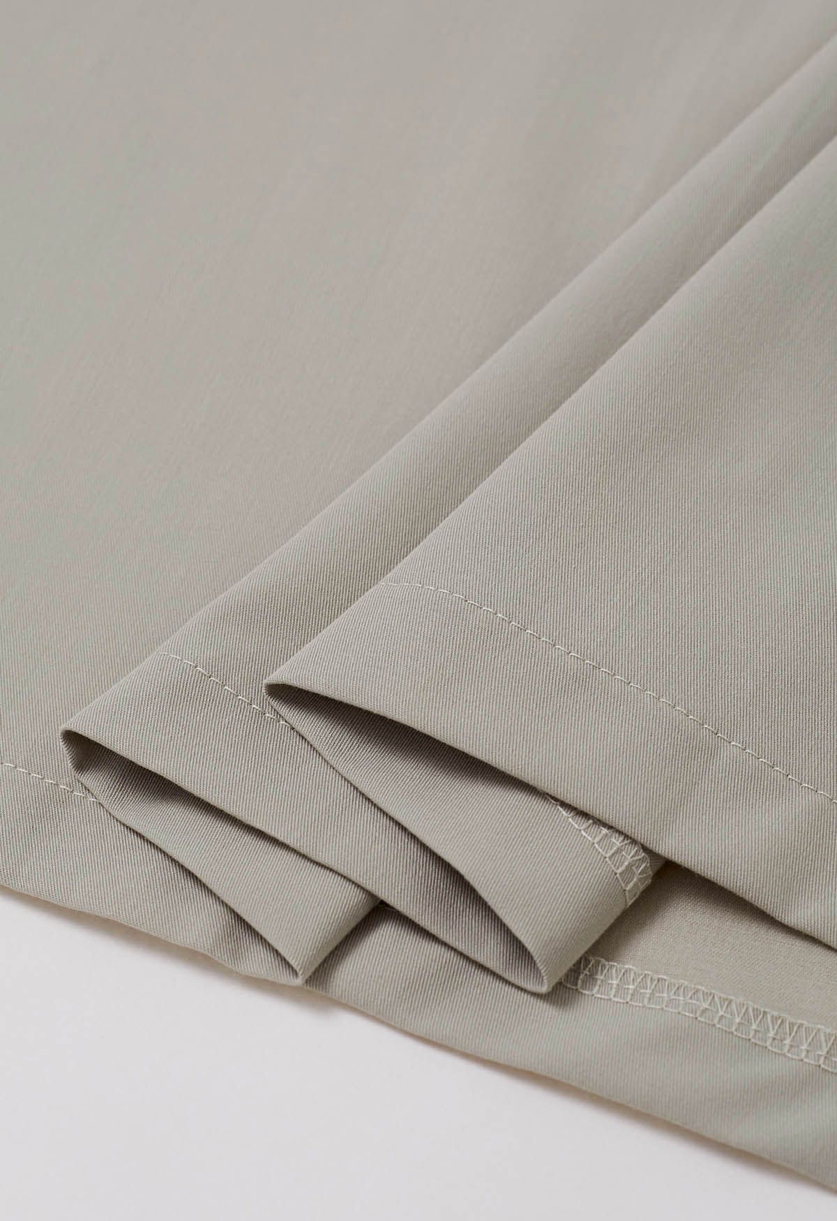 Falda larga con cinturilla plisada en contraste en color avena