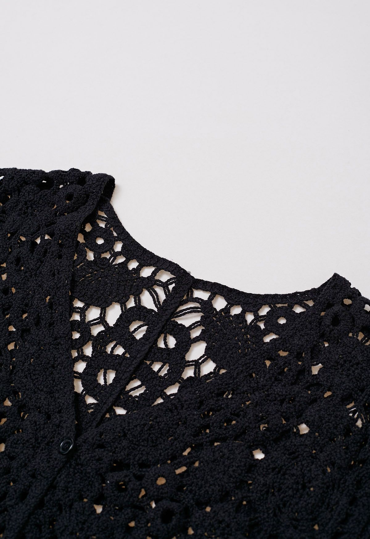 Cárdigan de crochet estilo bohemio en negro