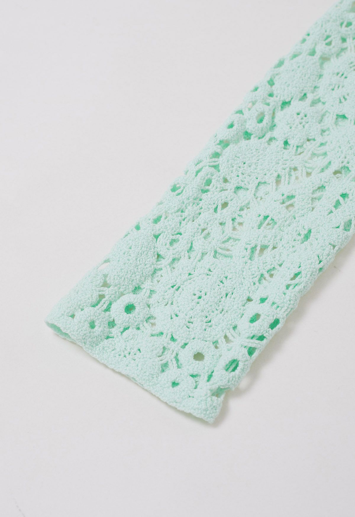 Cárdigan de crochet estilo bohemio en menta