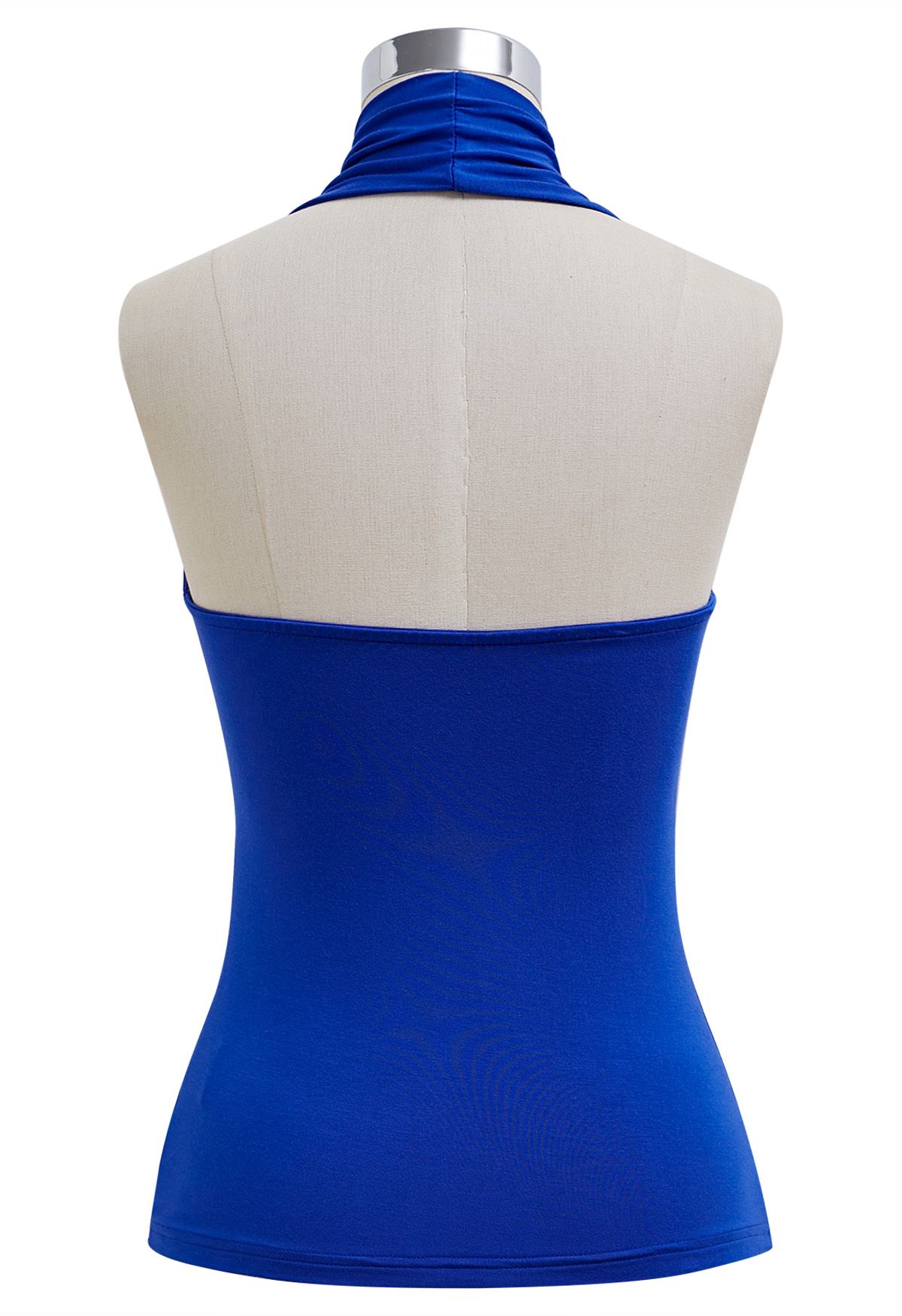 Top sin mangas con cuello en V y halter Optimal en azul