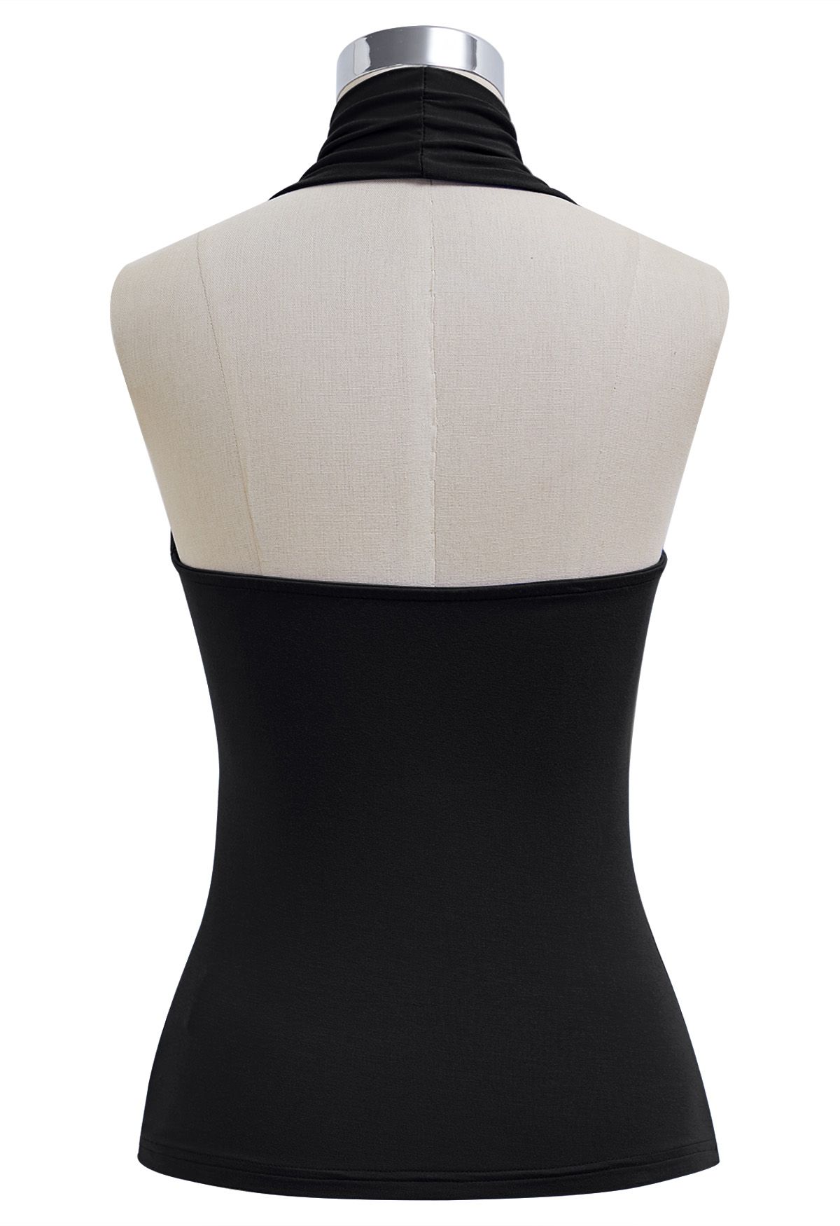 Top sin mangas con cuello en V y halter Optimal en negro