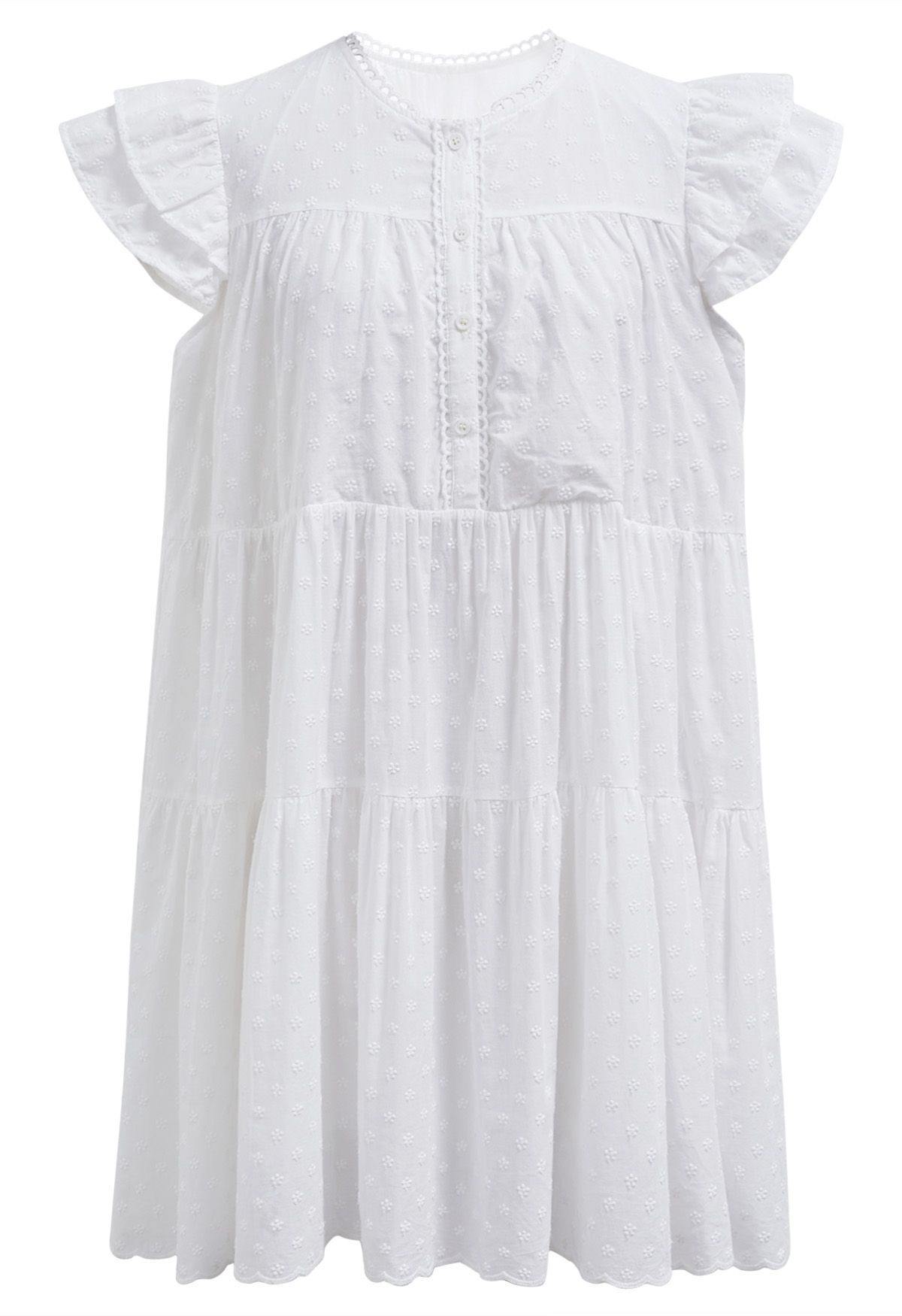 Precioso minivestido Dolly bordado Floret en blanco