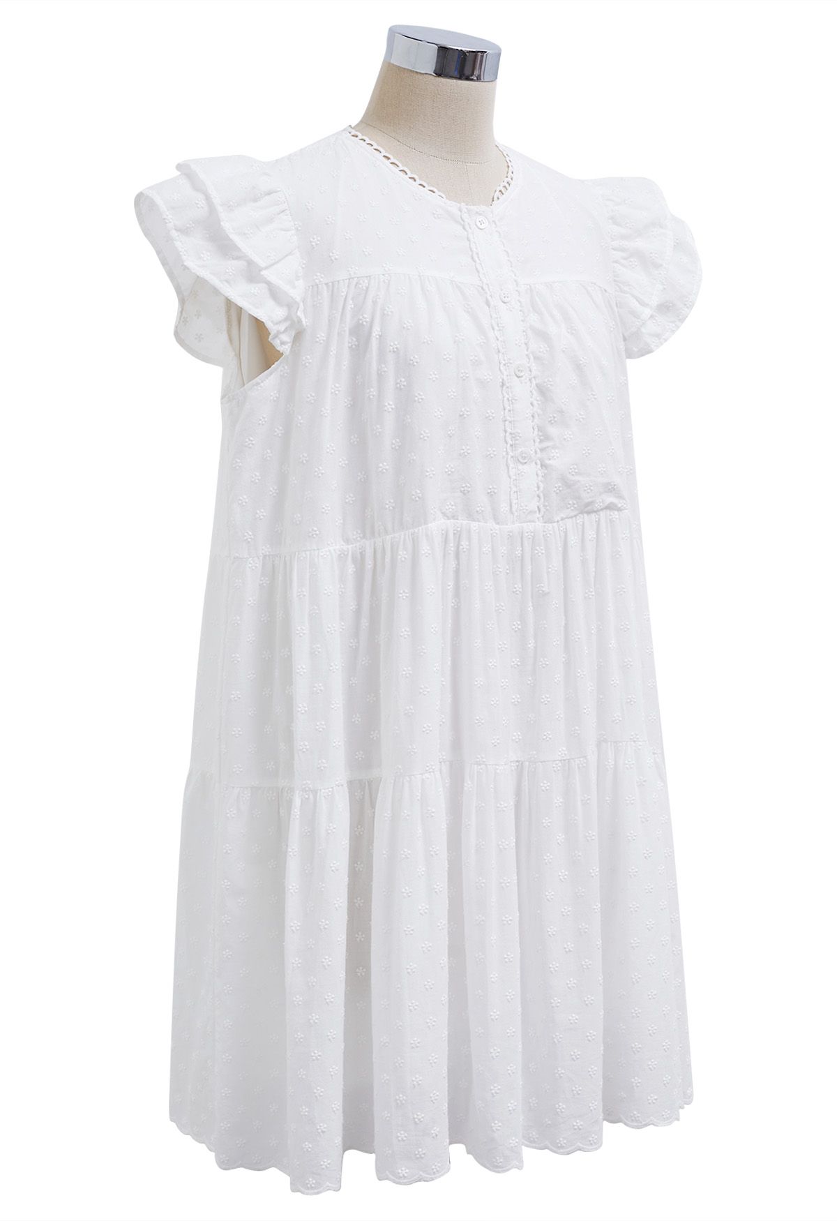 Precioso minivestido Dolly bordado Floret en blanco