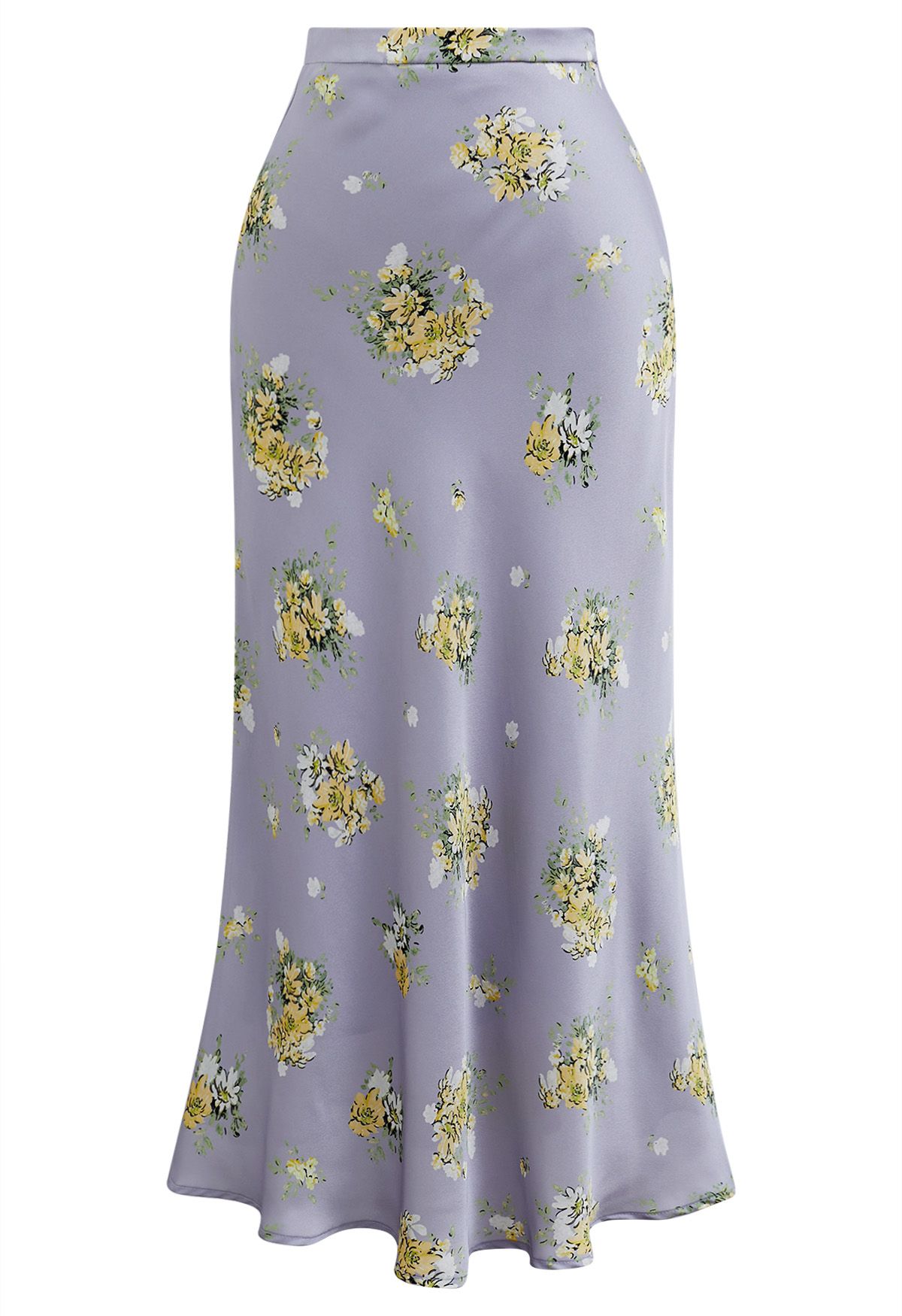 Falda larga con estampado Summery Posy en lavanda