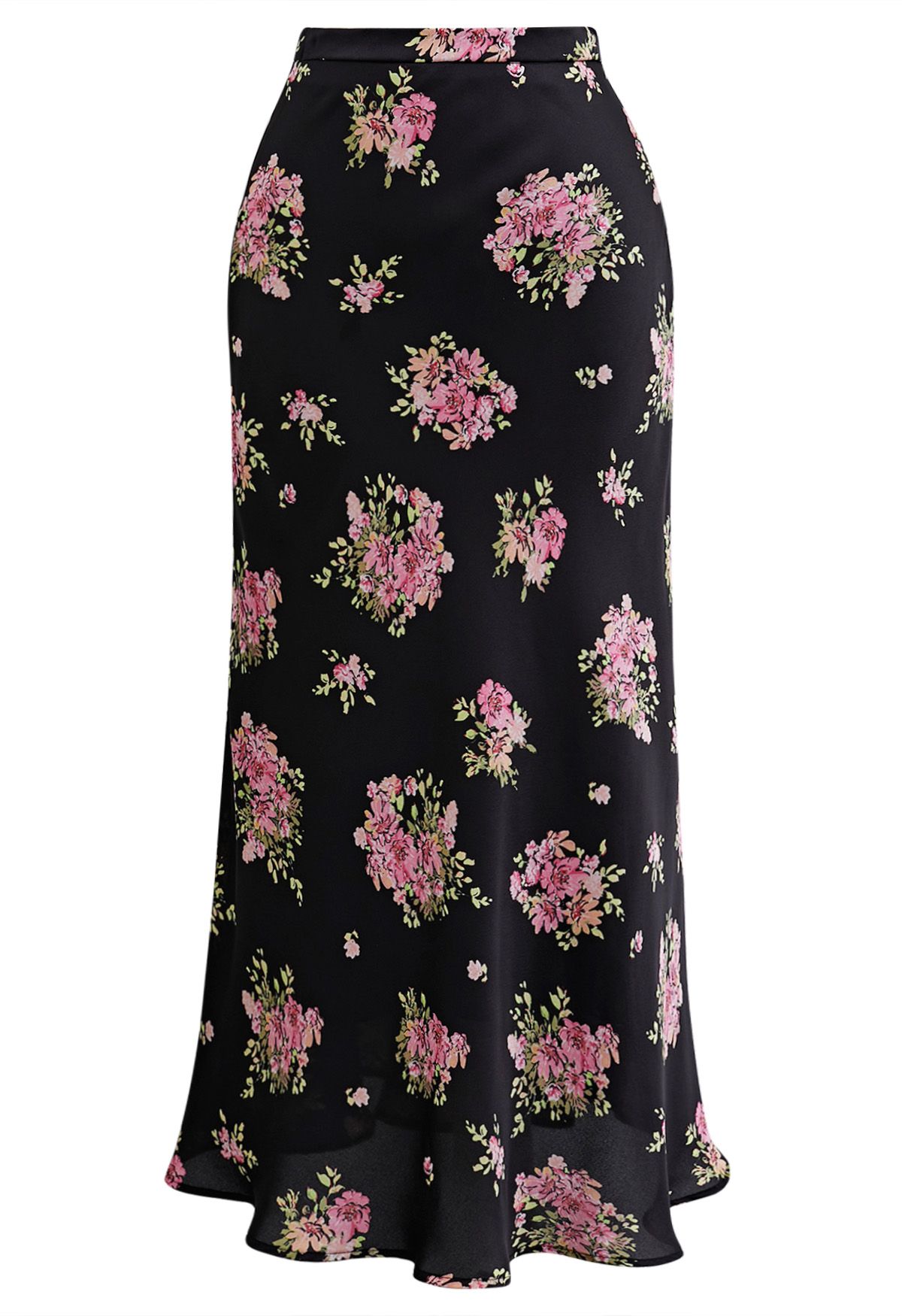 Falda larga con estampado Summery Posy en negro