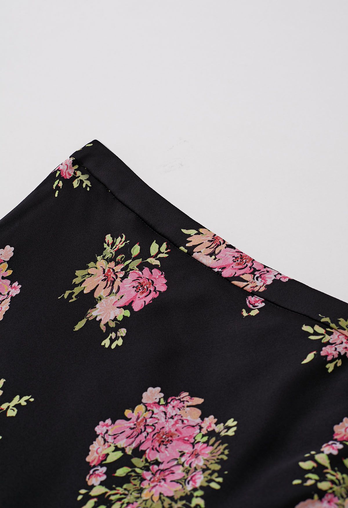 Falda larga con estampado Summery Posy en negro