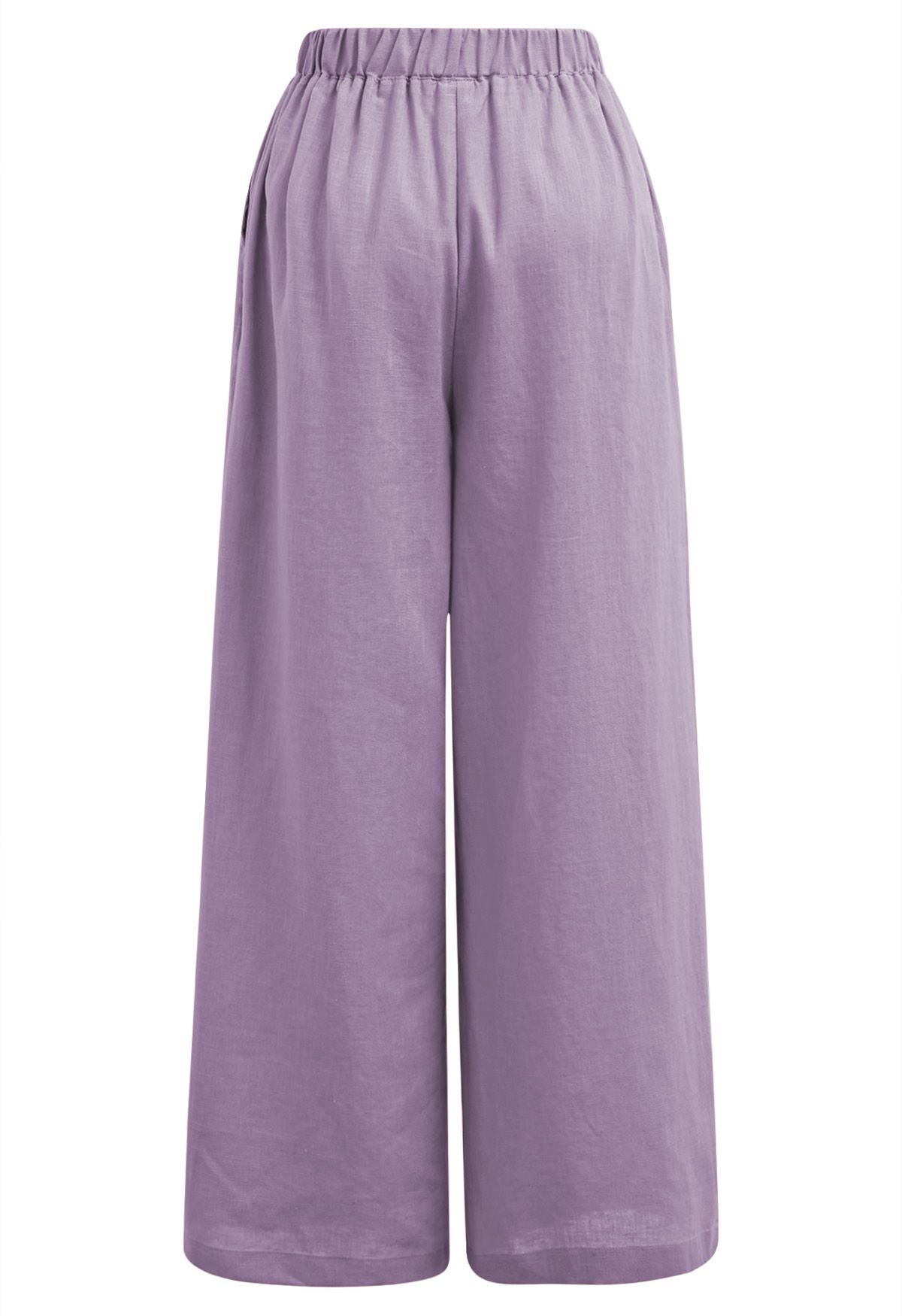 Pantalones anchos de mezcla de lino con bolsillo lateral en lavanda