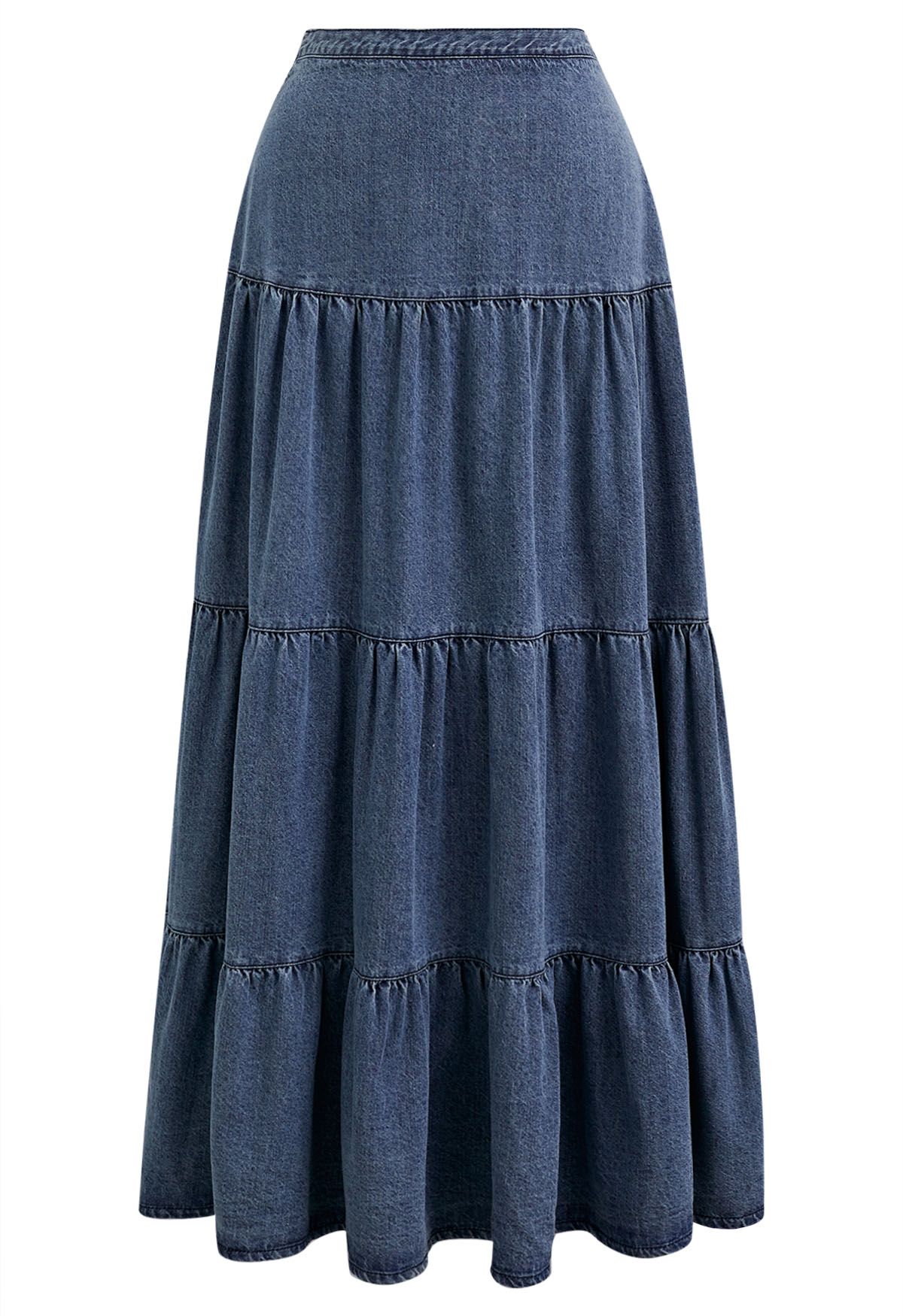 Falda larga de mezclilla azul elegante informal