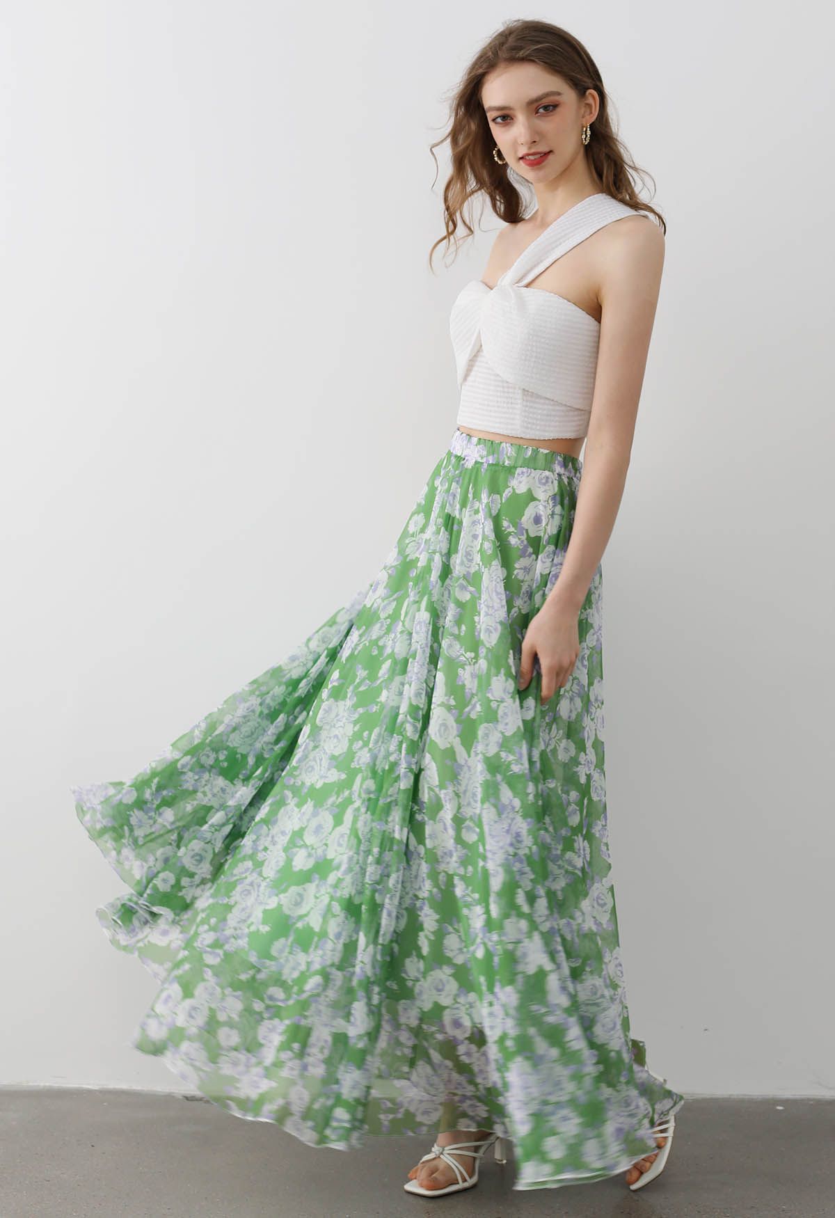 Falda larga de gasa Breezy Blooms