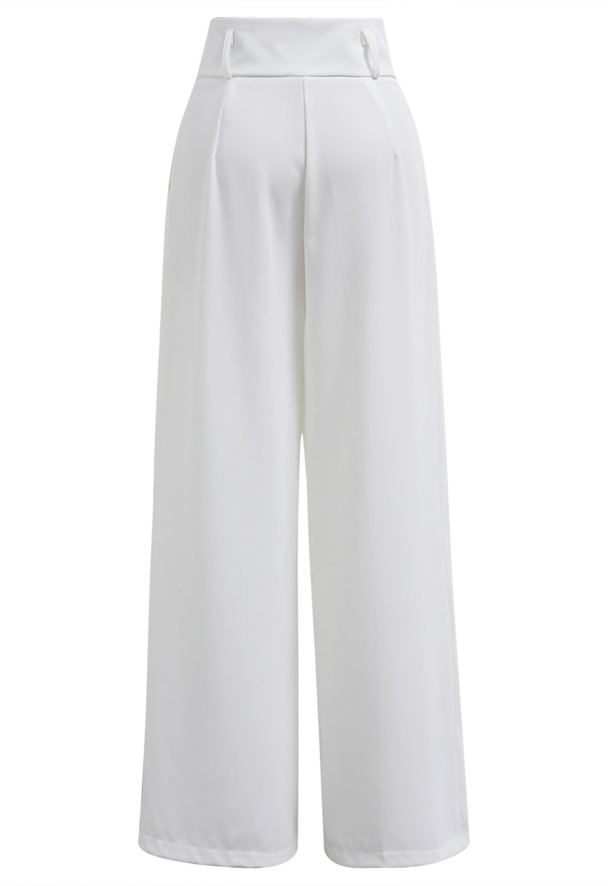 Pantalones plisados de pierna ancha con bolsillo lateral en blanco