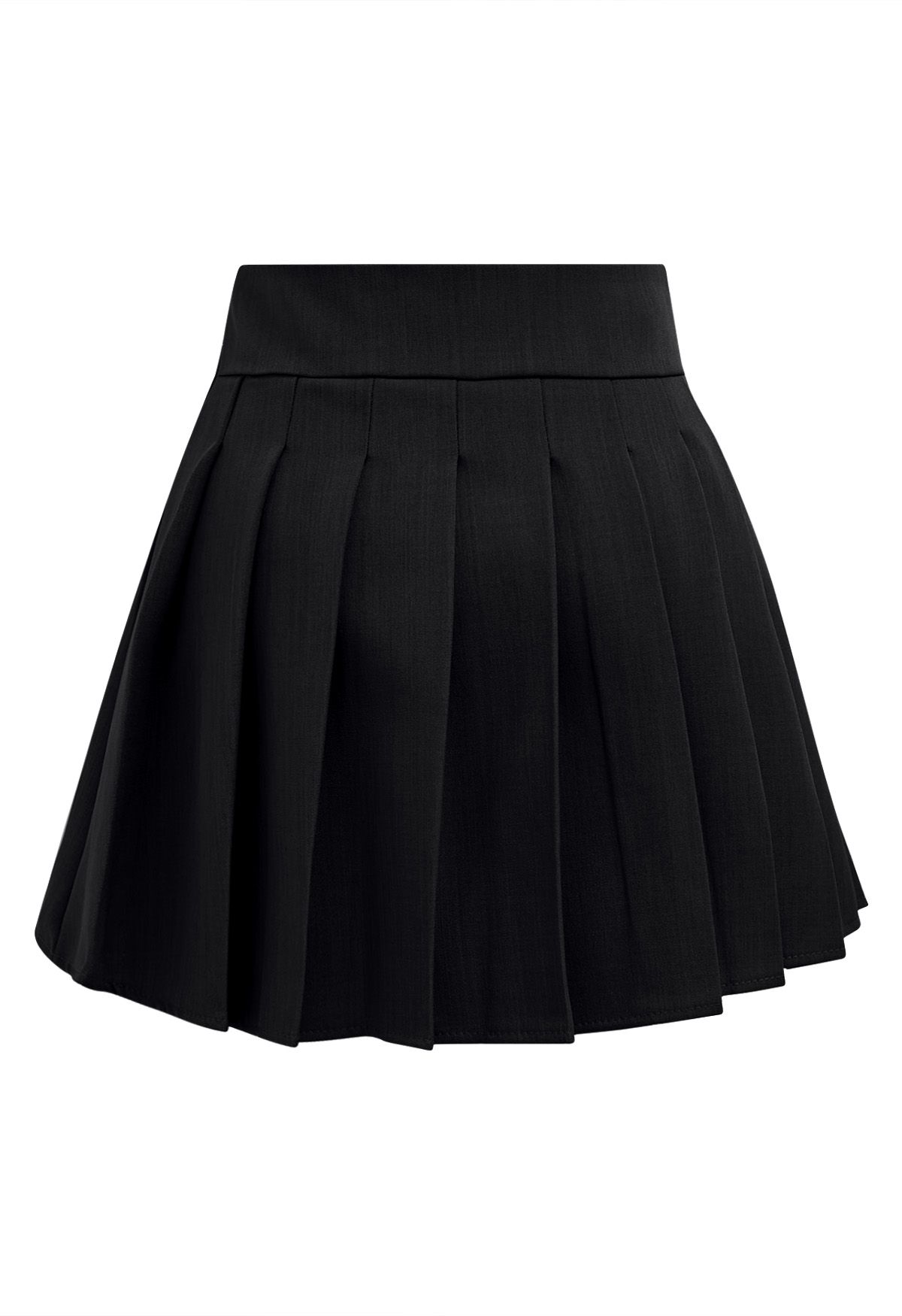 Minifalda pantalón plisada de doble botonadura en negro