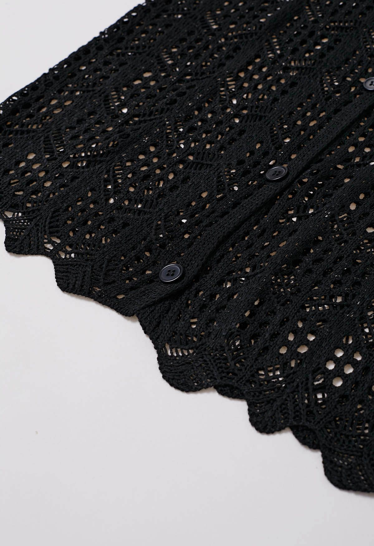 Pareo con botones de crochet Boho Beach en negro