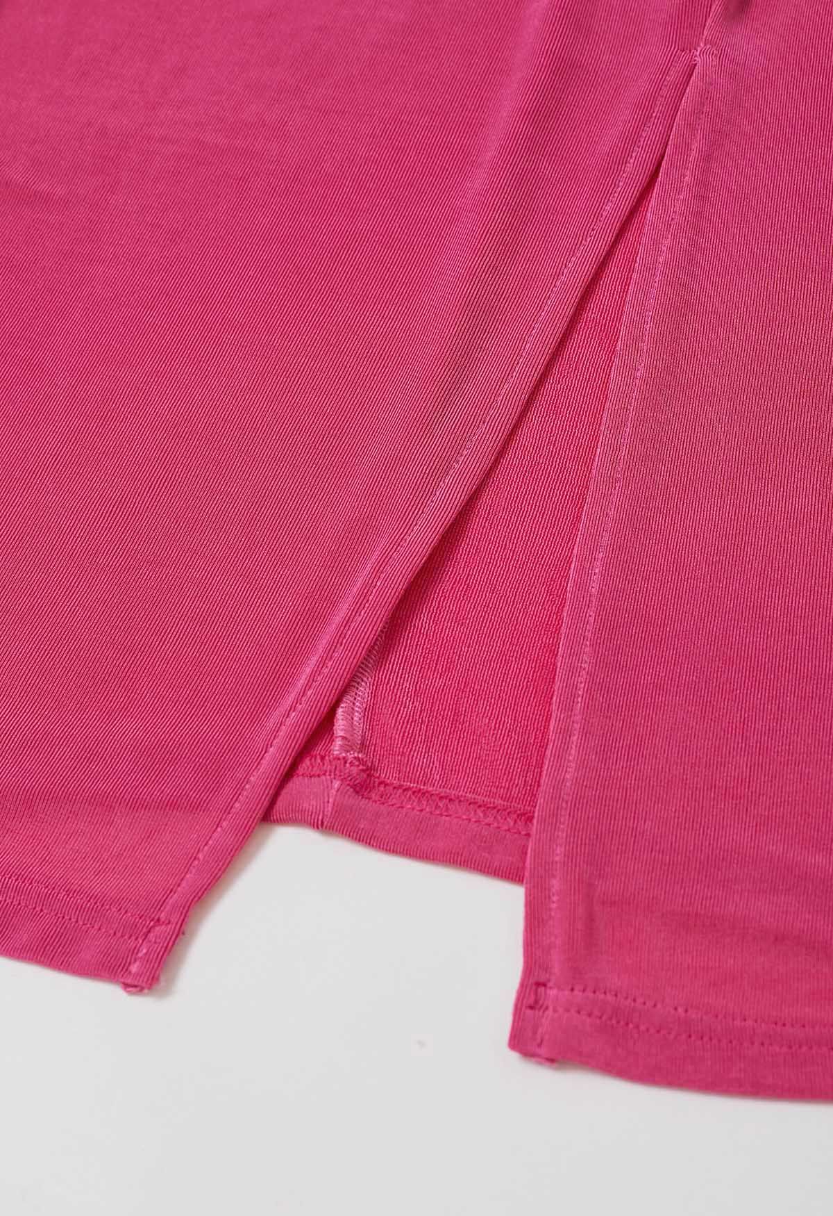 Vestido tubo con cintura ceñida y envoltura sintética en rosa intenso