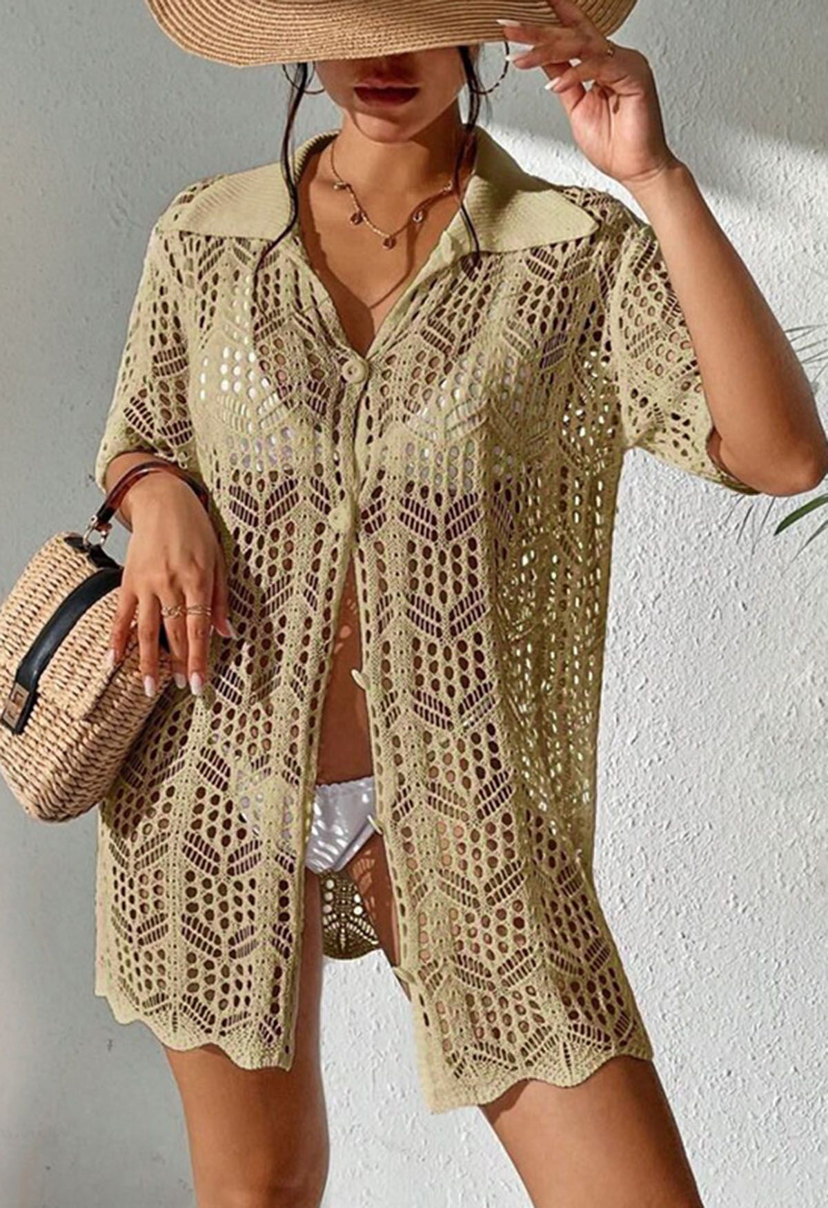 Paro de Crochet Boho Beach en Color Camel