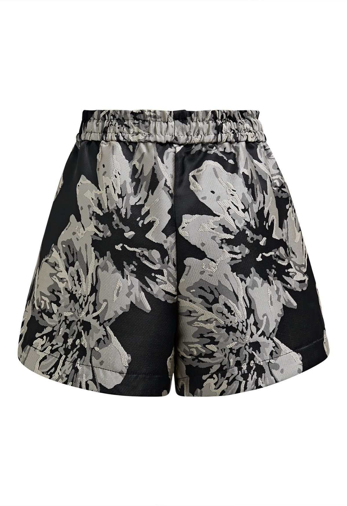 Shorts con cordón en la cintura de jacquard floral 