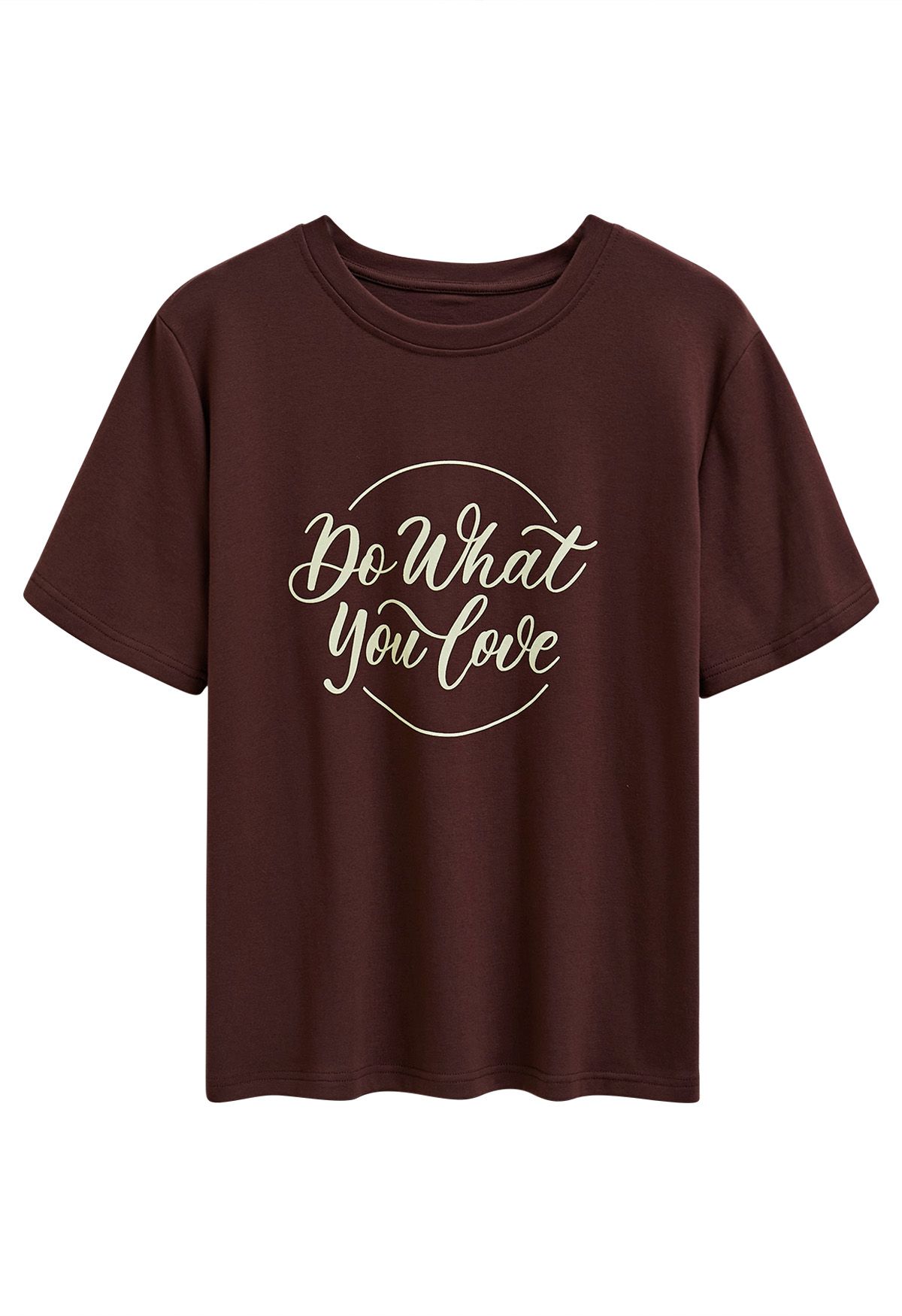 Camiseta con cuello redondo Do What You Love en marrón