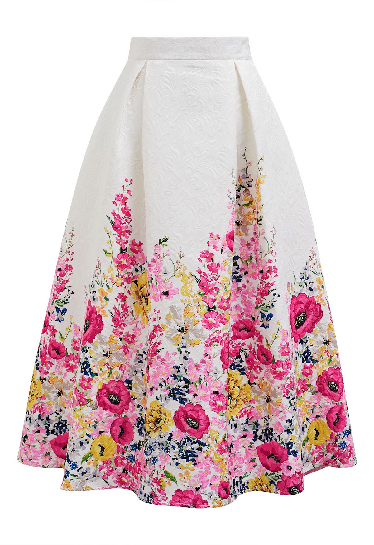 Falda midi de jacquard Blooming Garden