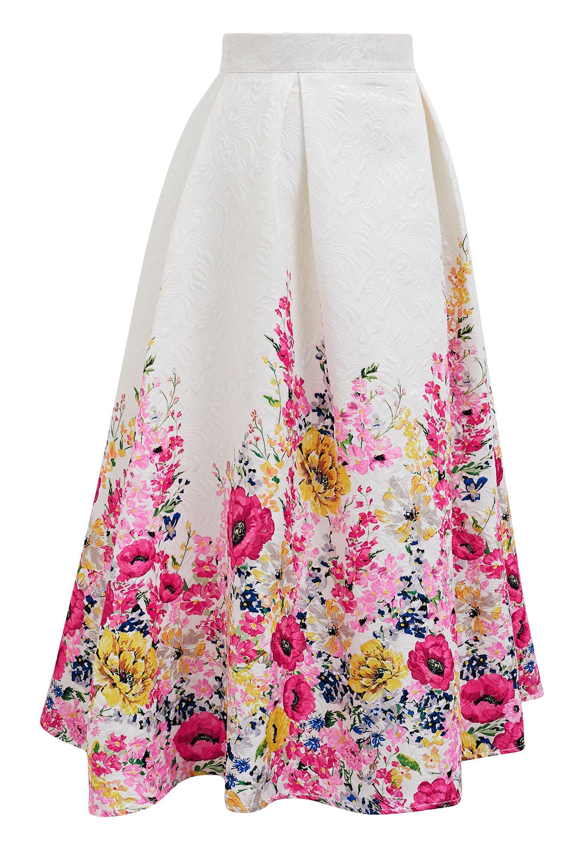 Falda midi de jacquard Blooming Garden