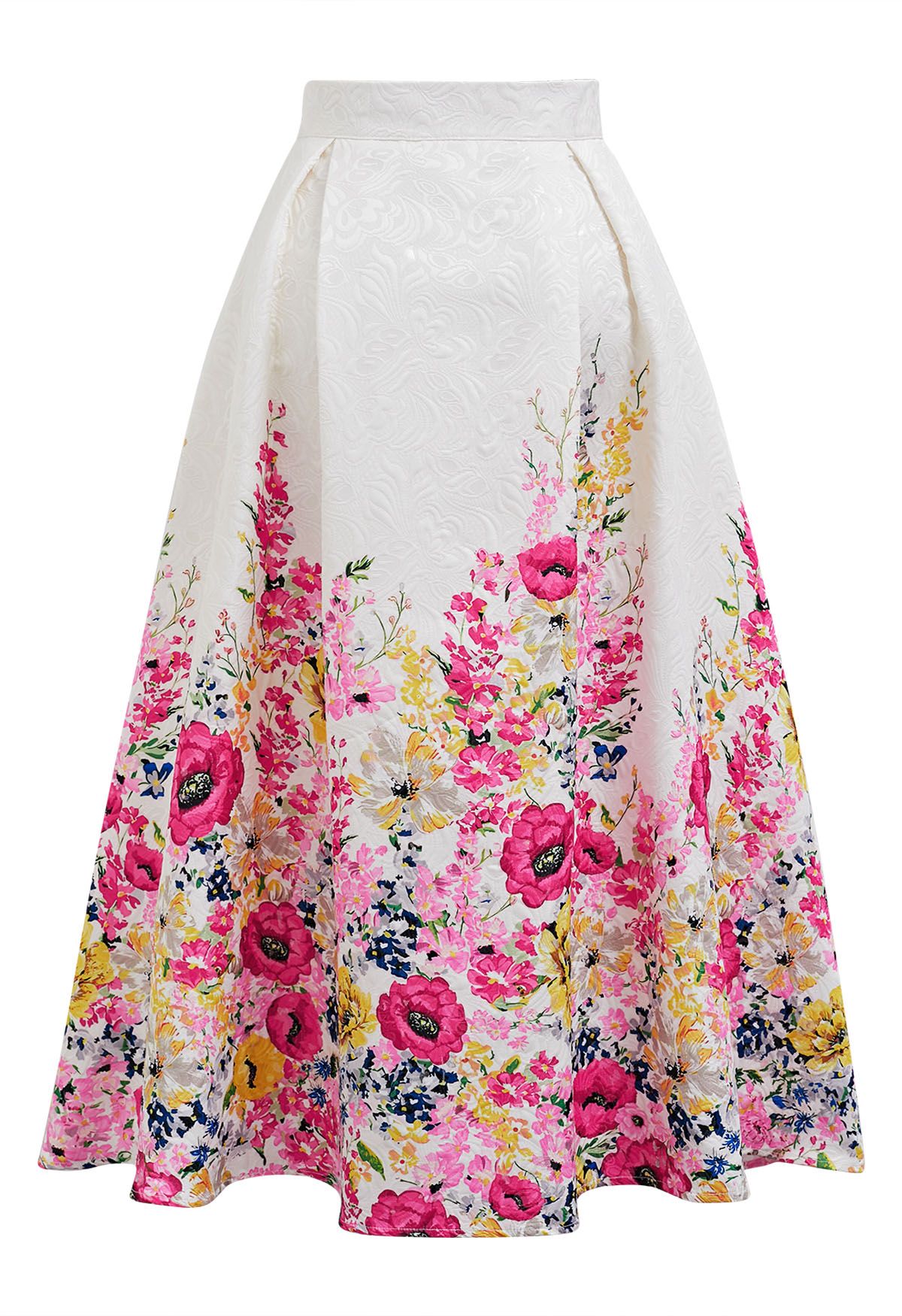 Falda midi de jacquard Blooming Garden