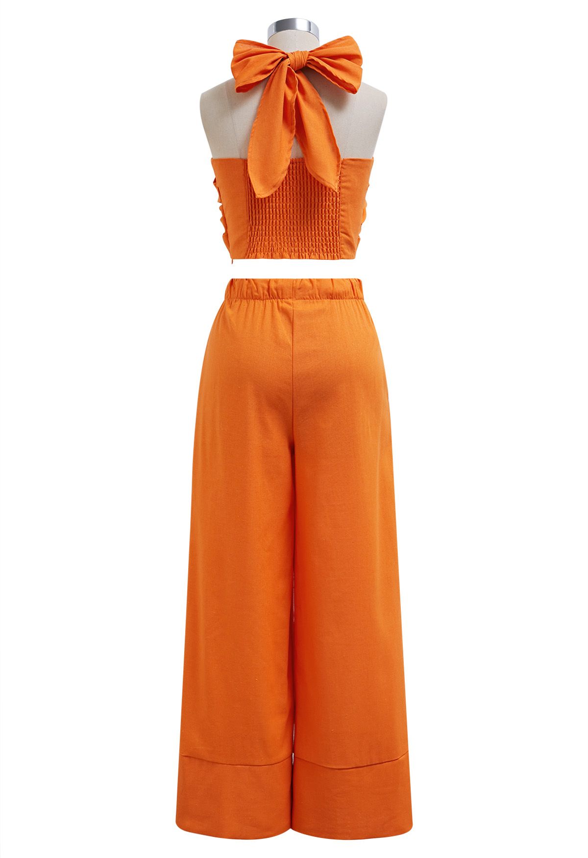 Pantalón Palazzo Confort De Mezcla De Lino En Naranja