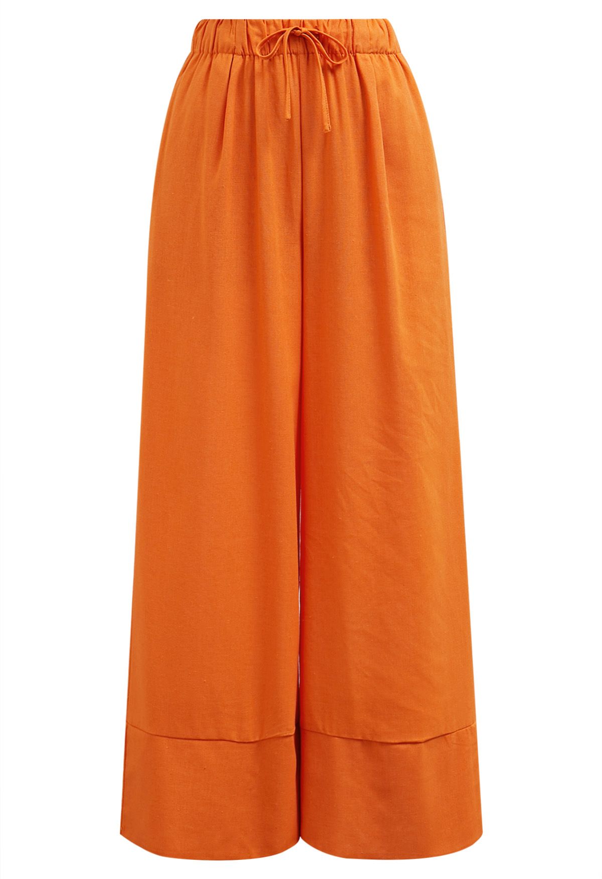 Pantalón Palazzo Confort De Mezcla De Lino En Naranja