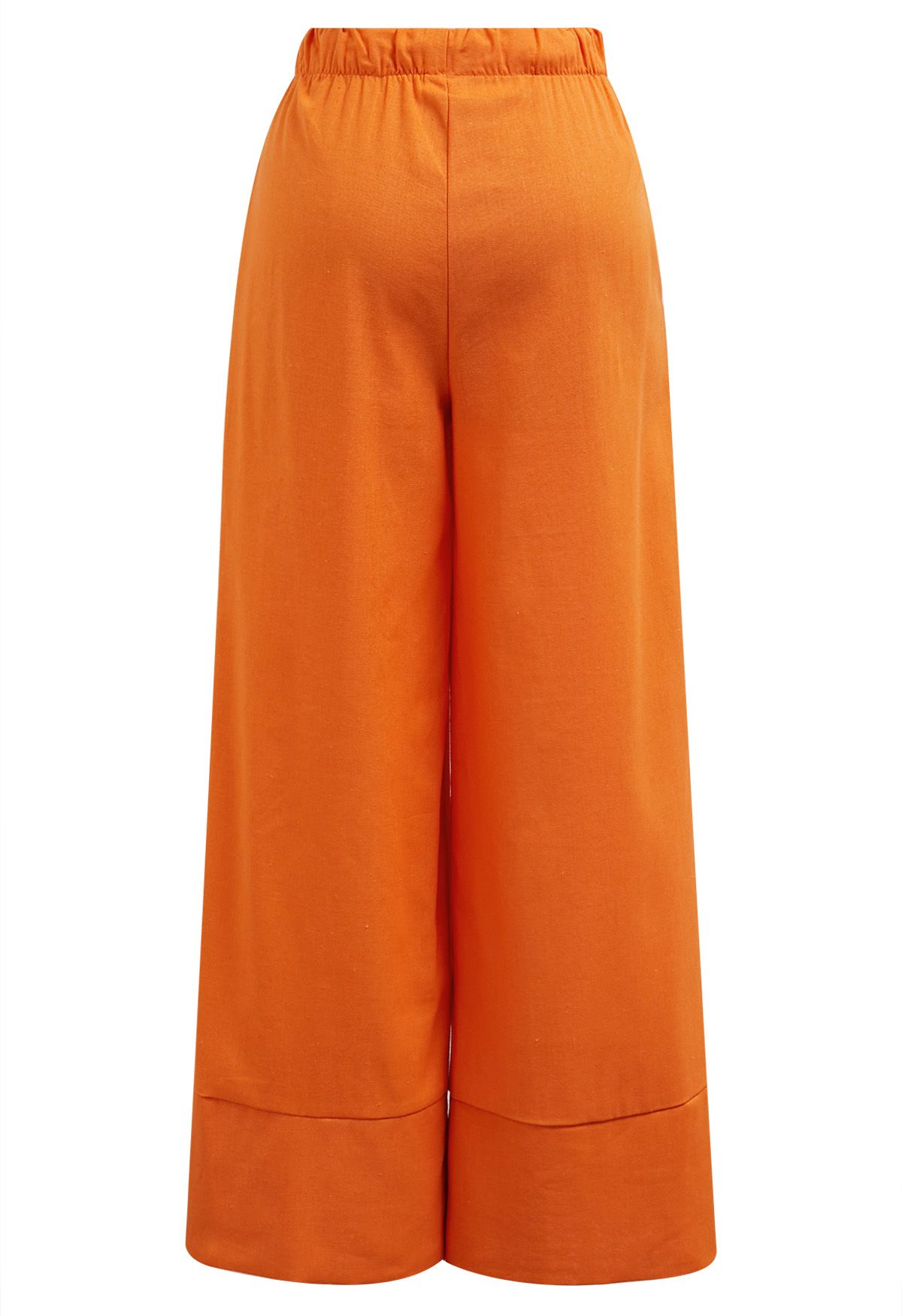 Pantalón Palazzo Confort De Mezcla De Lino En Naranja