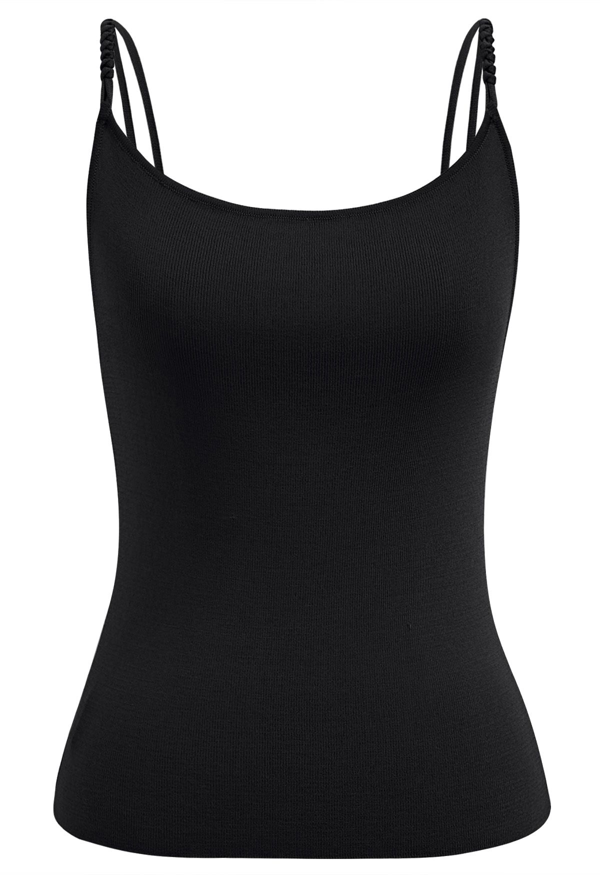 Top tipo camisola de punto con tirantes trenzados en negro