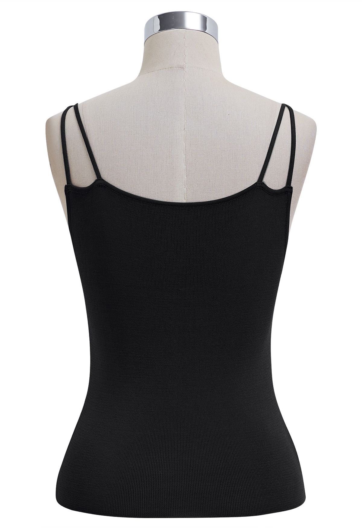 Top tipo camisola de punto con tirantes trenzados en negro