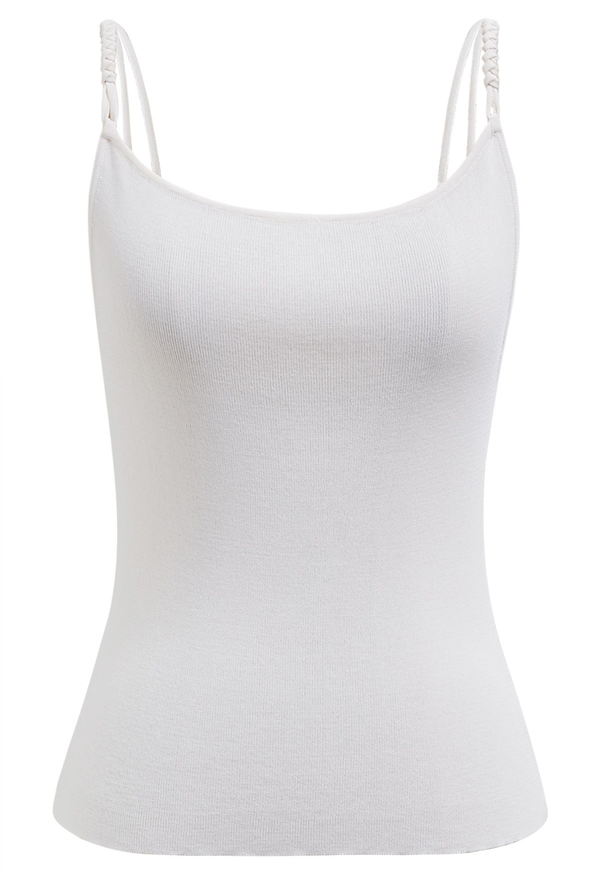 Top tipo camisola de punto con tirantes trenzados en marfil