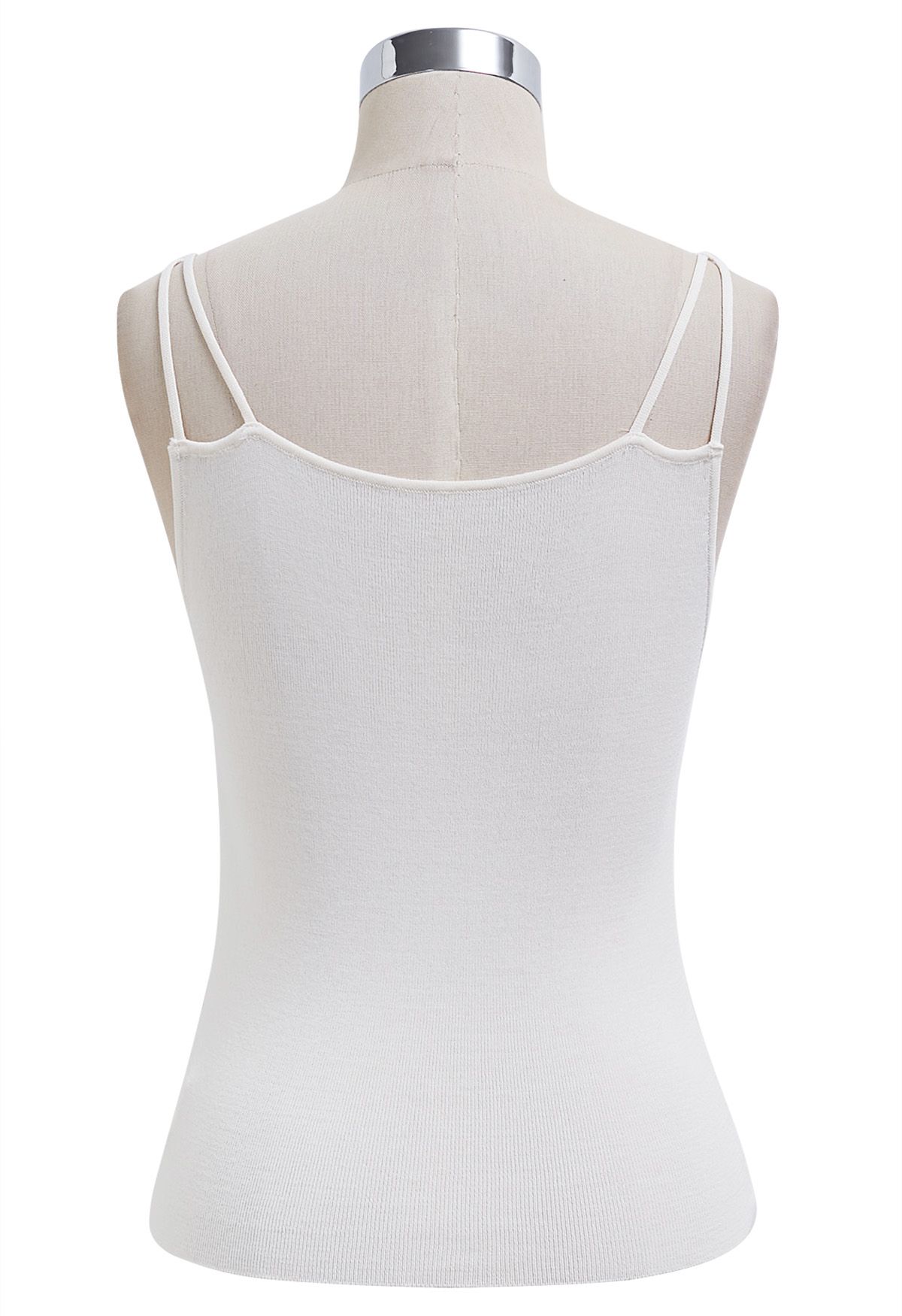 Top tipo camisola de punto con tirantes trenzados en marfil