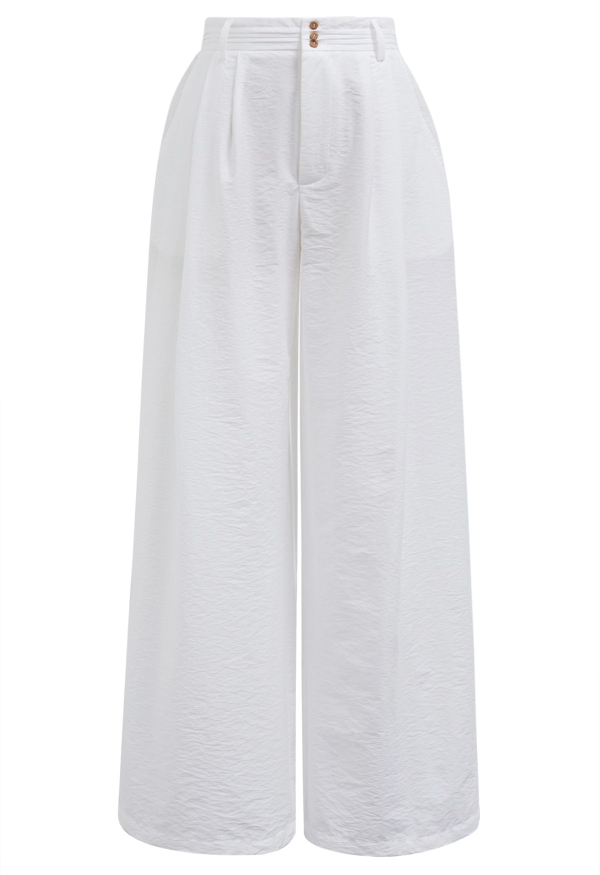 Pantalones anchos con detalle de pinzas en blanco