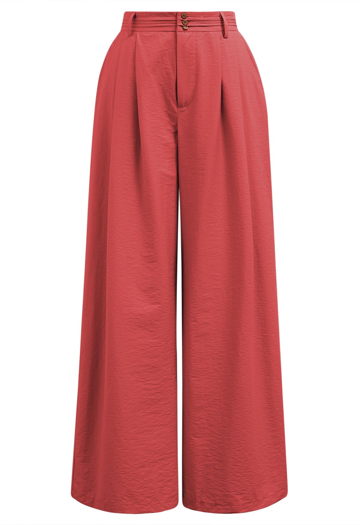 Pantalones anchos con detalle de pinzas en rojo