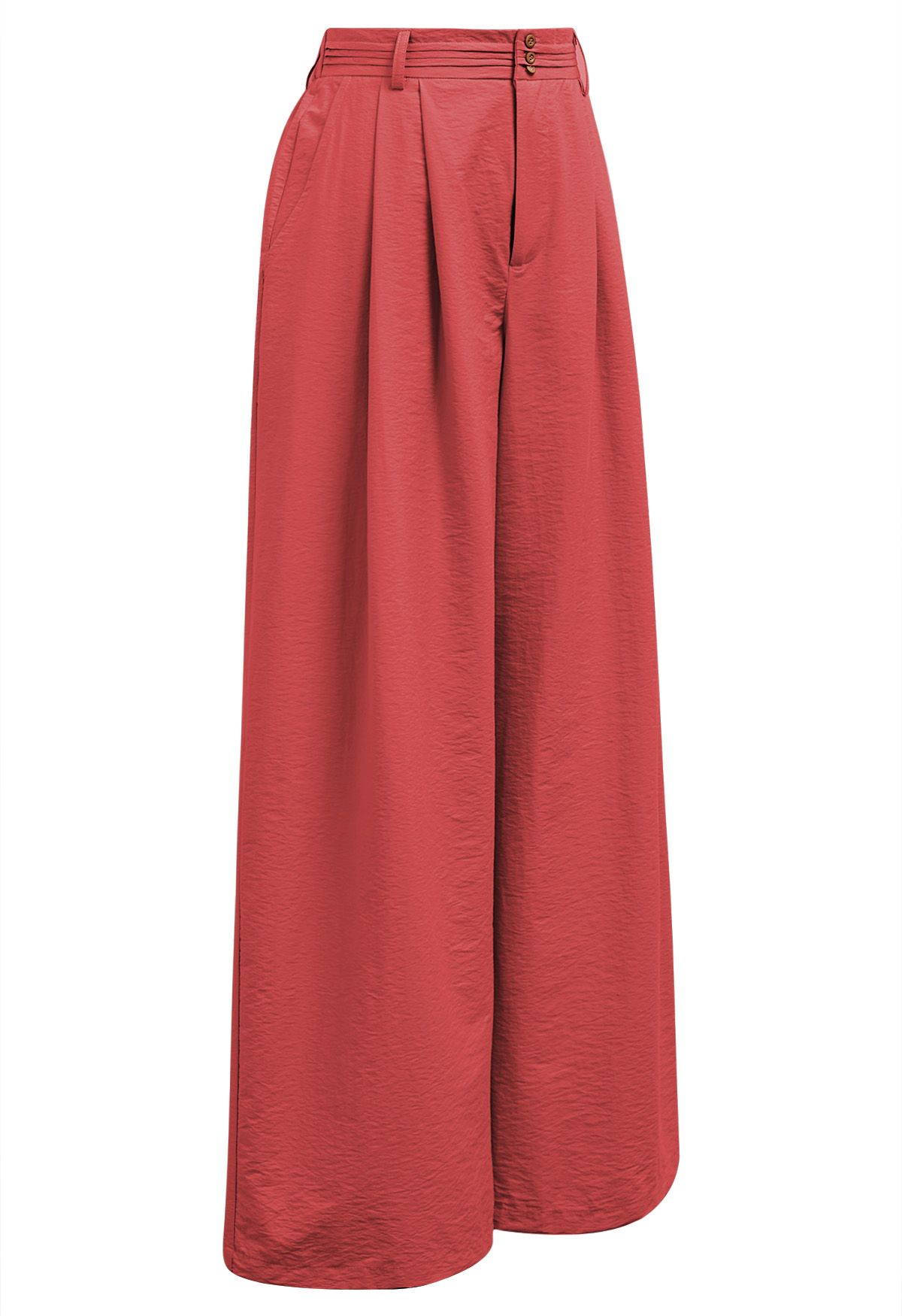 Pantalones anchos con detalle de pinzas en rojo