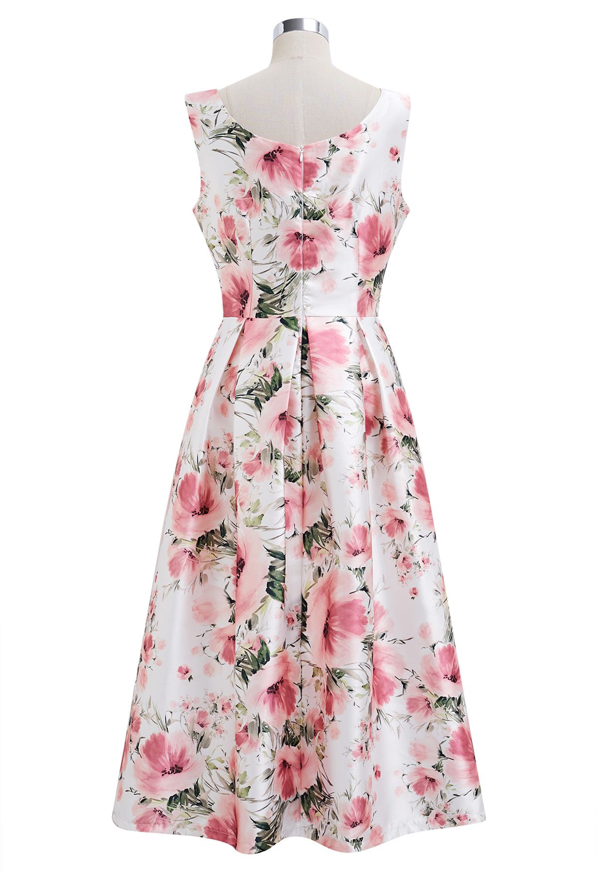 Vestido midi sin mangas Graceful Blossom en blanco