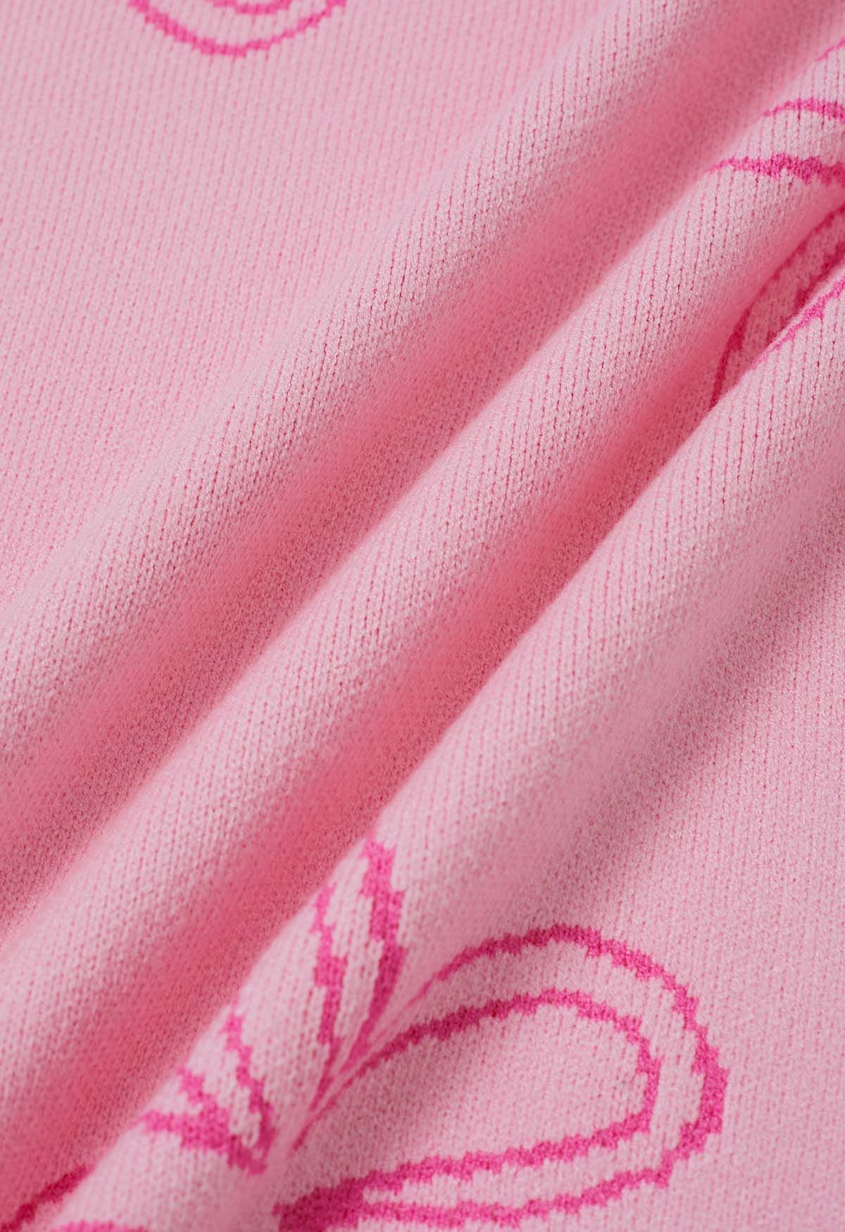 Suéter de punto jacquard con estampado floral en rosa