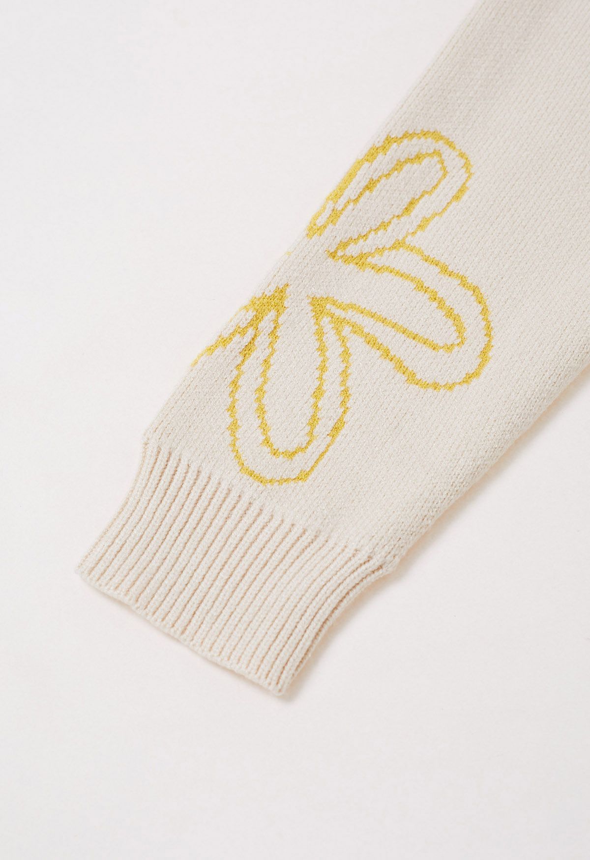 Suéter de punto jacquard con estampado floral en amarillo claro