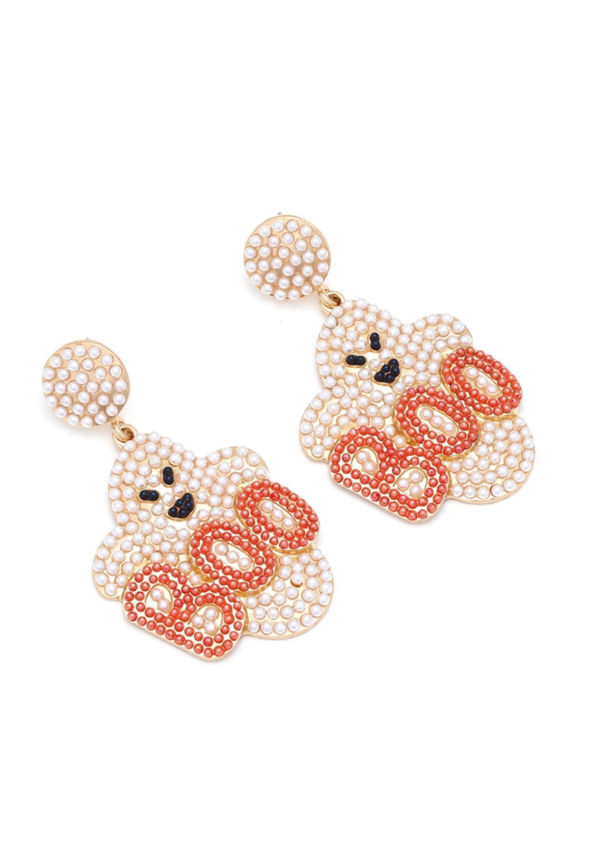 Pendientes de perlas BOO Evil Ghost en naranja