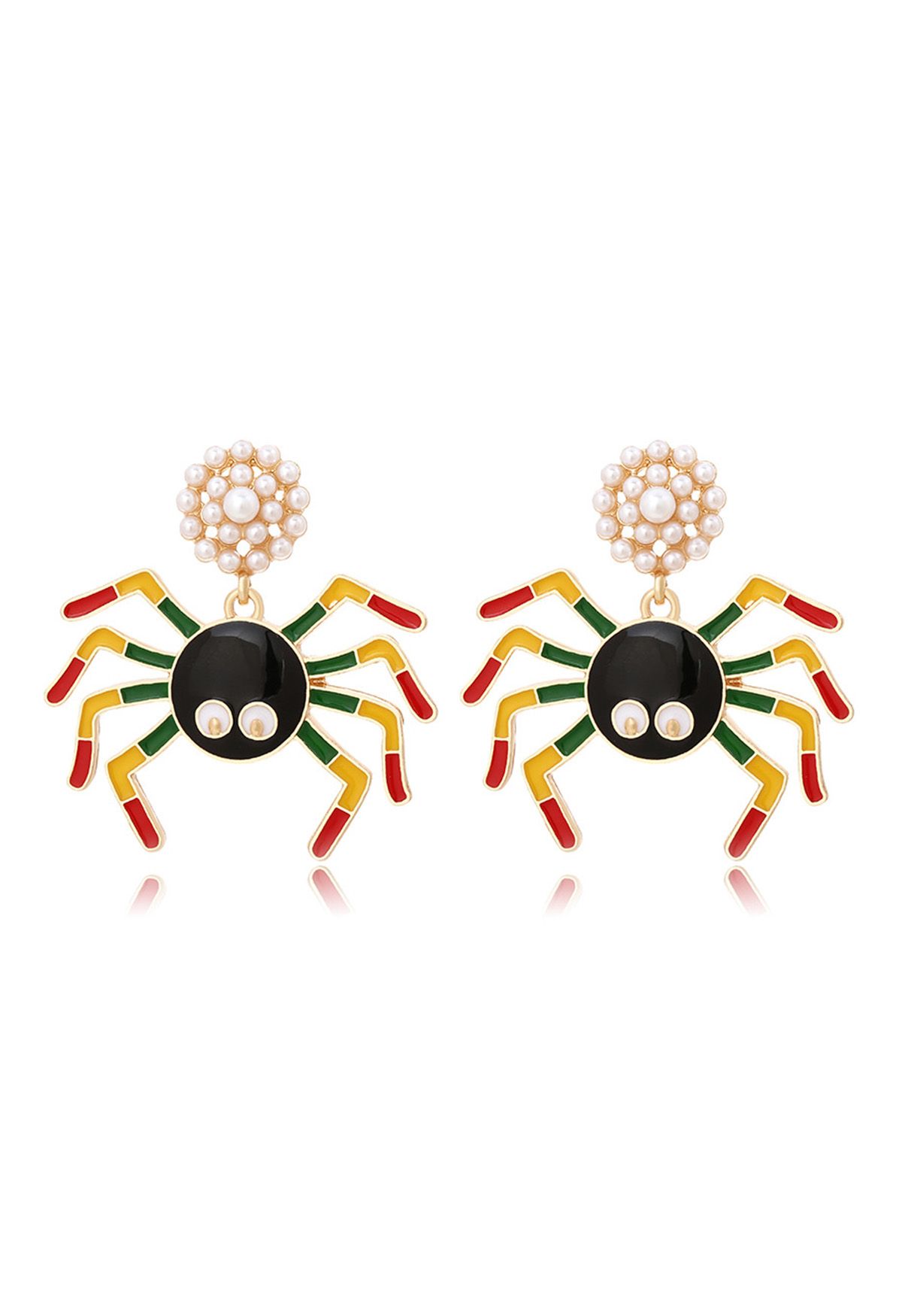 Pendientes de perlas de araña de colores