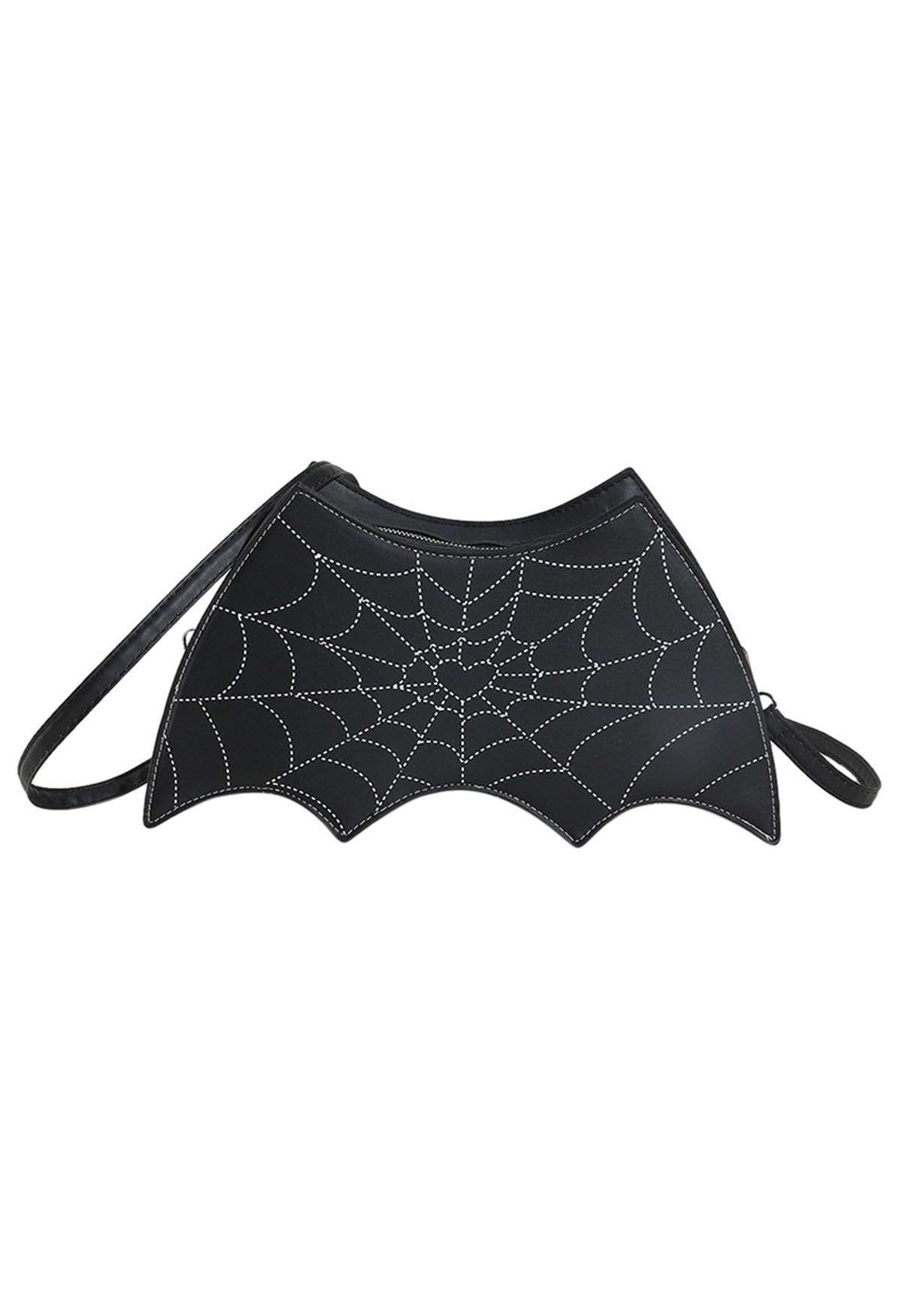 Bolso bandolera con alas de murciélago y estampado de telaraña