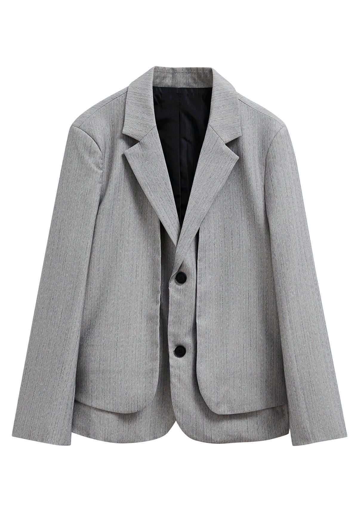 Blazer falso de dos piezas con botones en color gris