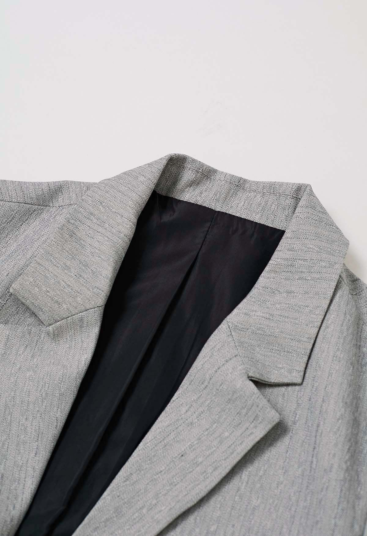 Blazer falso de dos piezas con botones en color gris