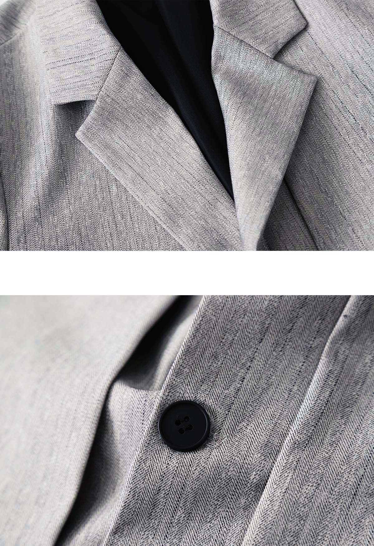 Blazer falso de dos piezas con botones en color gris