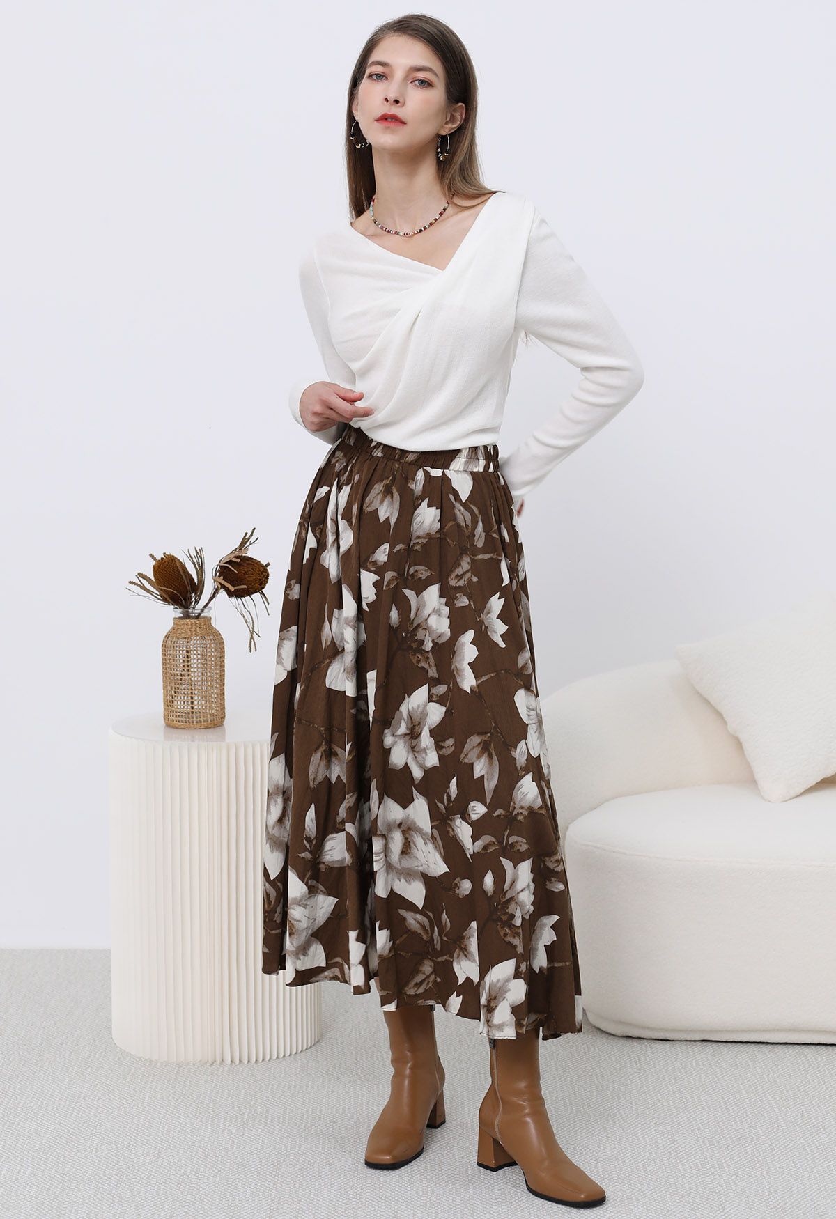 Falda midi plisada Magnolia Drift 