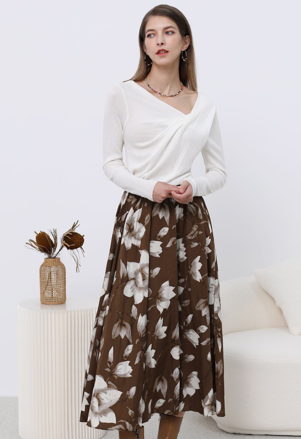 Falda midi plisada Magnolia Drift 