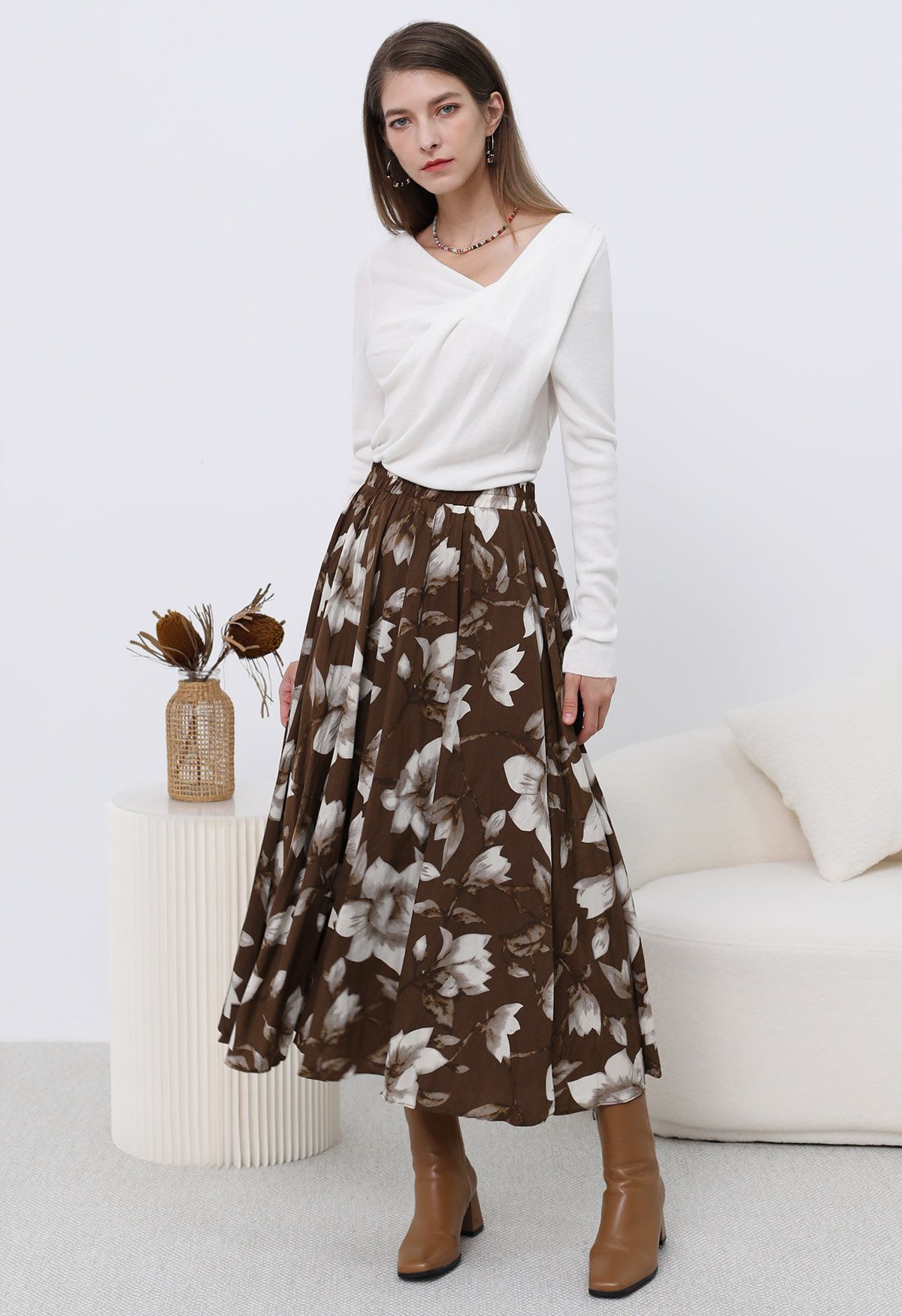 Falda midi plisada Magnolia Drift 