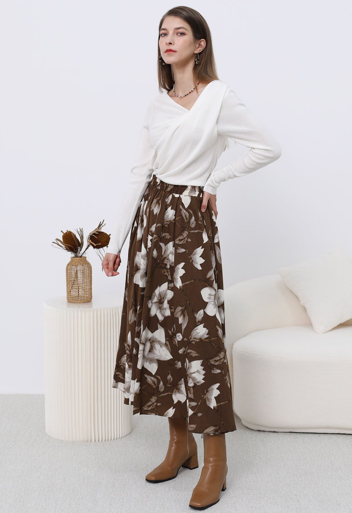 Falda midi plisada Magnolia Drift 