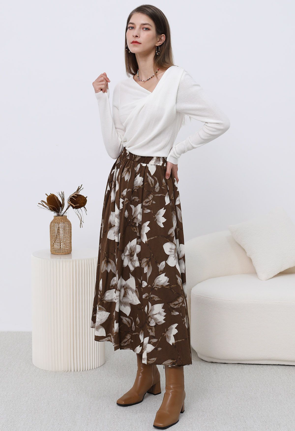 Falda midi plisada Magnolia Drift 