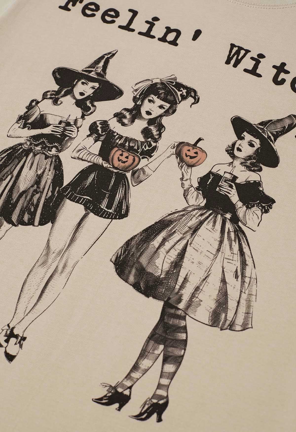 Camiseta con estampado femenino Feelin' Witchy