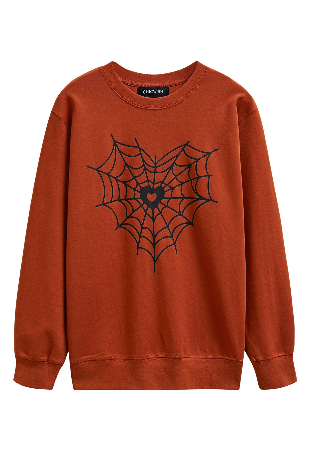 Sudadera con estampado de telaraña y corazón negro