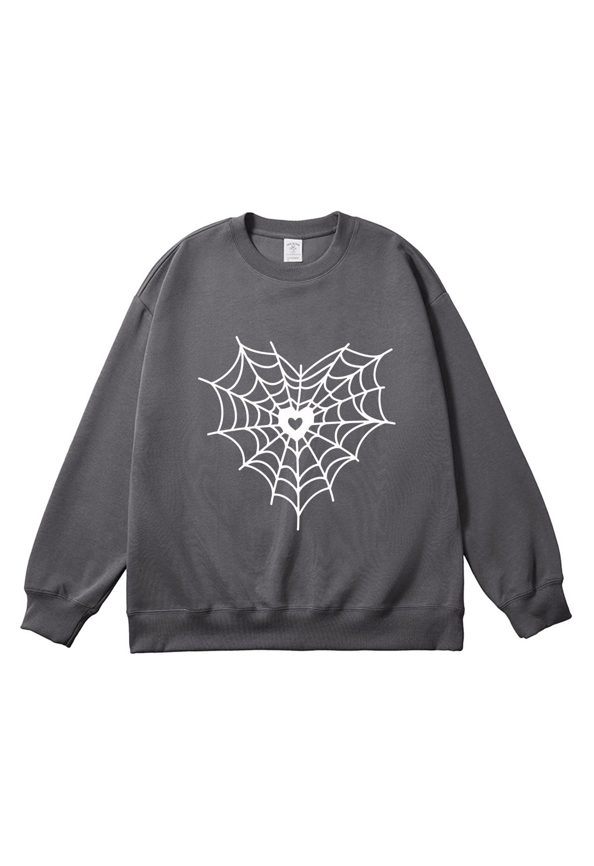 Sudadera con estampado de telaraña y corazón blanco